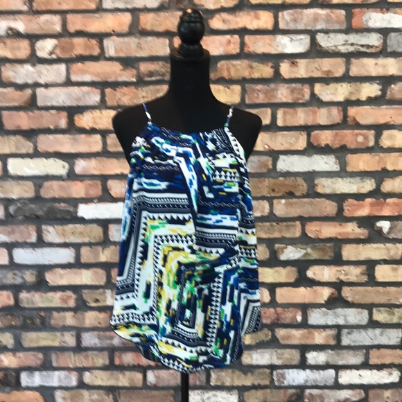 Renee Tops - Renee Blue/White Sleeveless Top - Medium